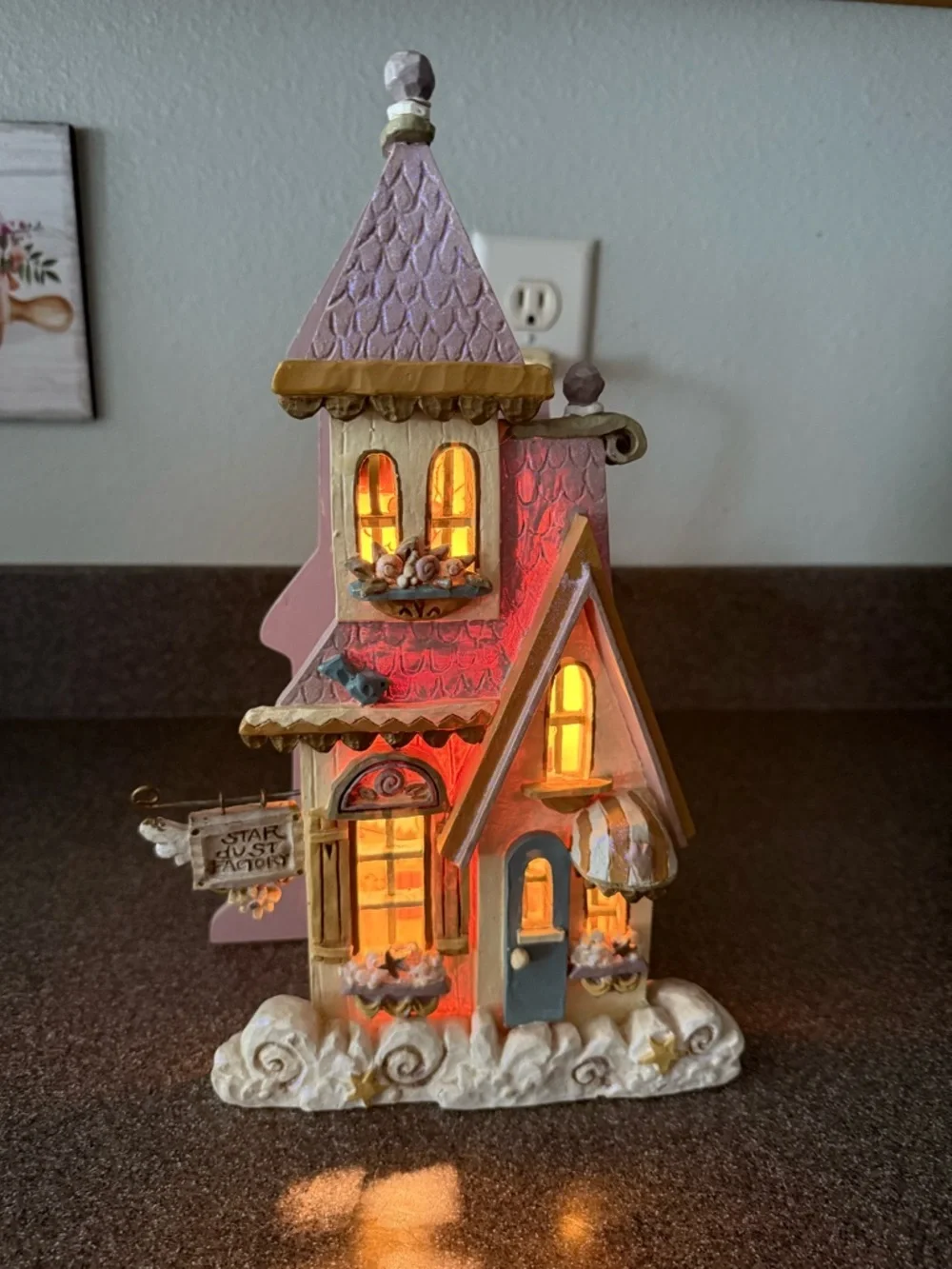 Kurt S. Adler Lighted STAR DUST FACTORY House Whimsical Pastel Fairy House Lamp